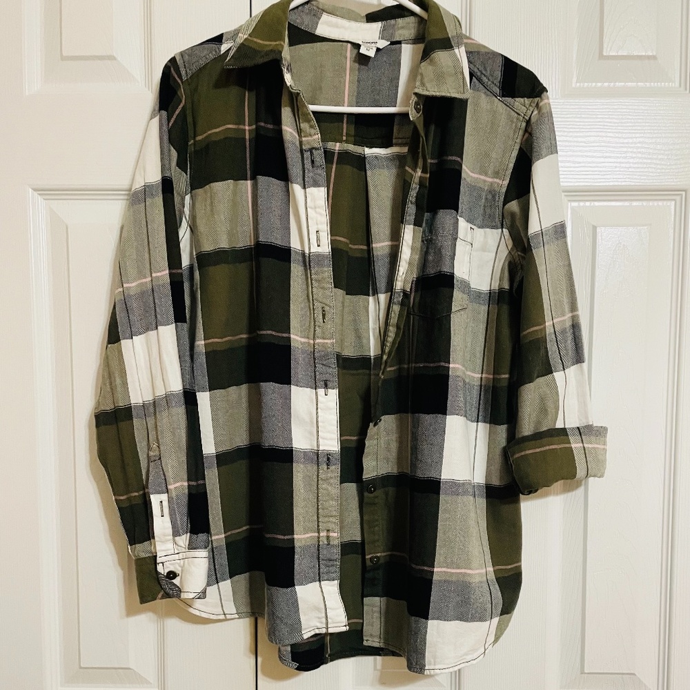 Green Plaid Flannel Shirt